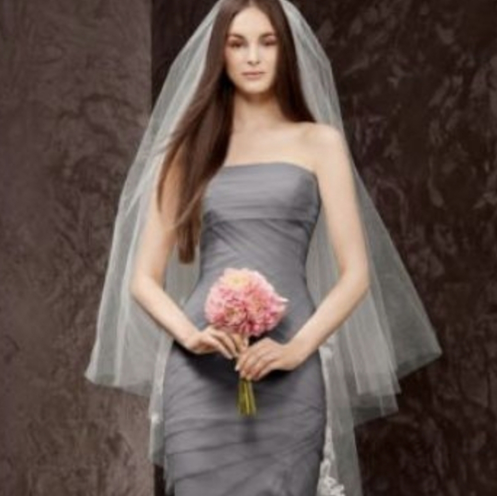 White By Vera Wang Strapless Grey Wedding Gown in Charcoal